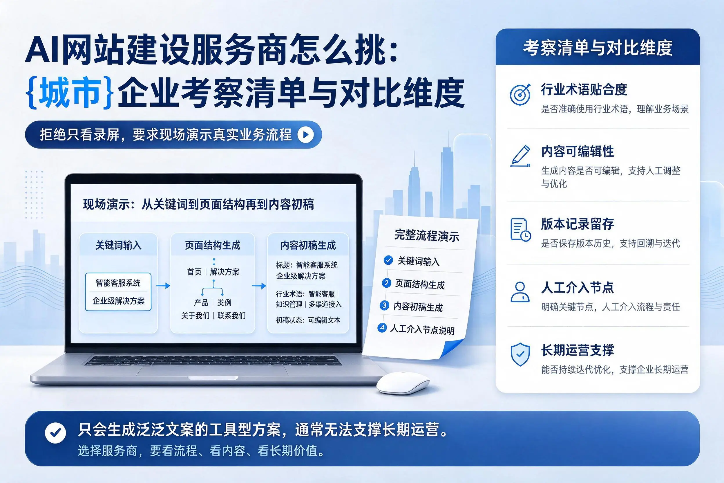 AI网站建设服务商怎么挑:宿州企业考察清单与对比维度